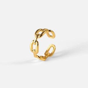 High Quality 18k Gold Plated Link Chain Twisted Adjustable Rings